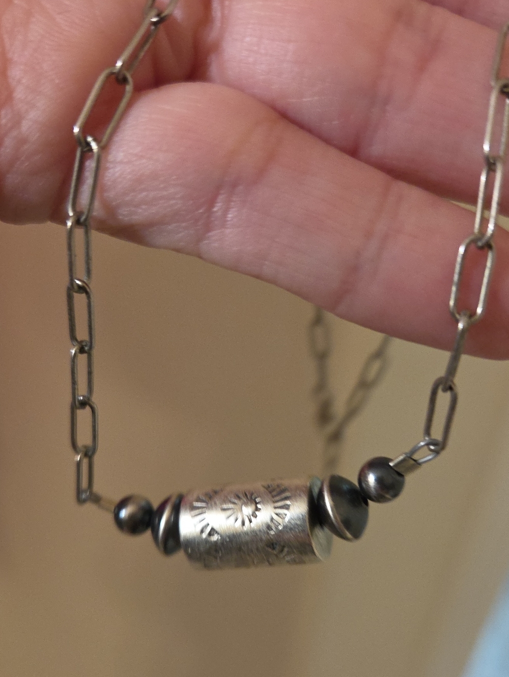 Sterling Silver Barrel Chain Necklace - Silver